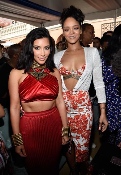 Kim Kardashian and Rihanna at the Roc Nation Pre-Grammy Brunch