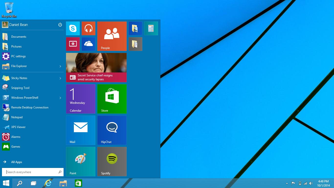 The new Start Menu