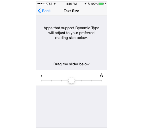 iPhone Text Size setting