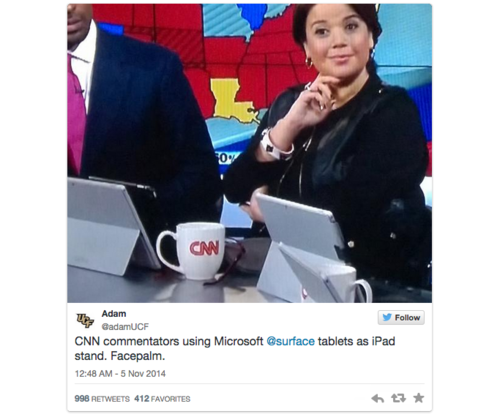 Microsoft Surface Loses on Election Night as CNN Commentators Use It as an iPad Kickstand