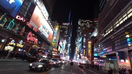 Crooked photo of New York City street