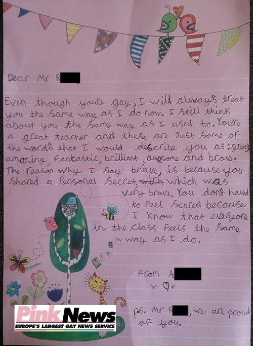 9-Year-Old Girl Writes Sweetest Letter to Gay Teacher