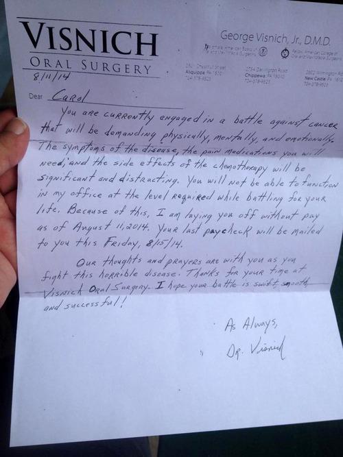 Layoff Letter to Woman With Cancer Causes Outcry