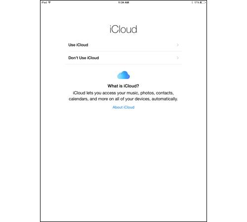 iCloud setup screen