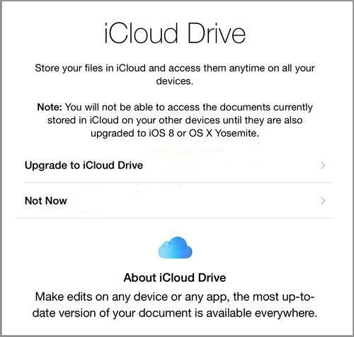 iCloud Drive information screen