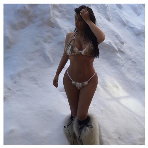 Kim Kardashian Wears a Furkini Designed by Kanye West