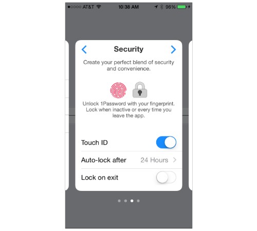 1Password Security screen