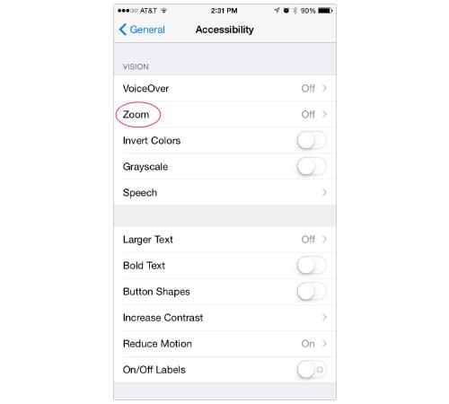 iPhone Zoom command