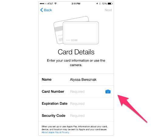 Apple Pay setup screen