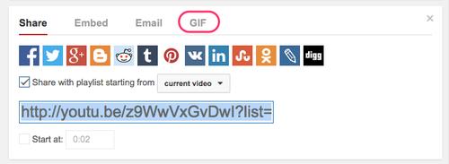 YouTube GIF button