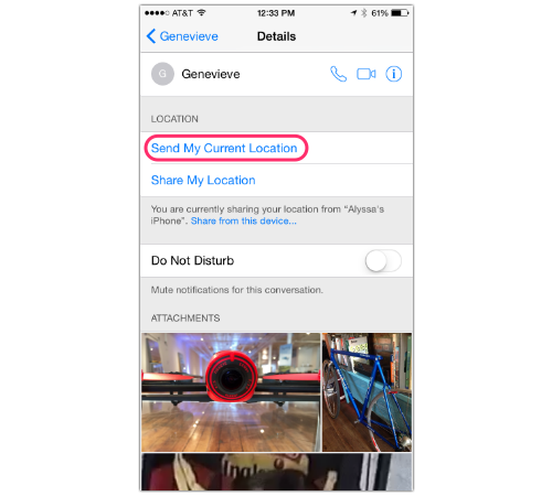 Details screen in iPhone Messages app