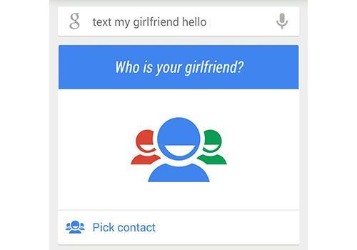 Google Now screen asking 'Who is your girlfriend?'