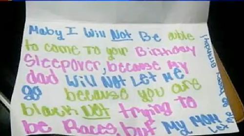 Little Girl Writes Note to Black Friend About Parents Racism