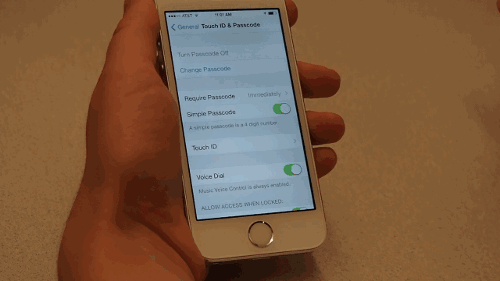 GIF showing Touch ID setup