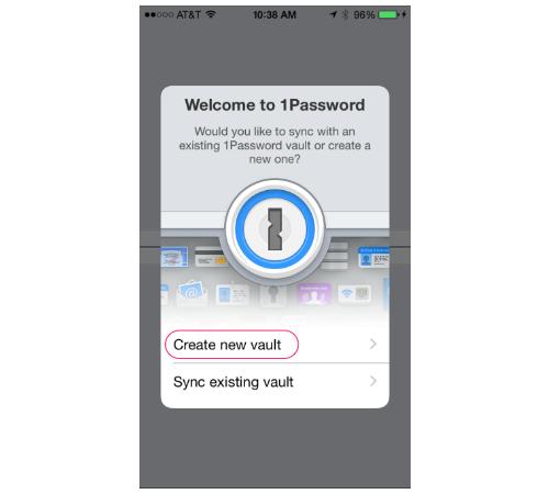 1Password welcome screen