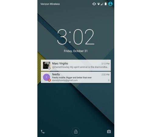 Notifications on a Nexus 6 lock screen