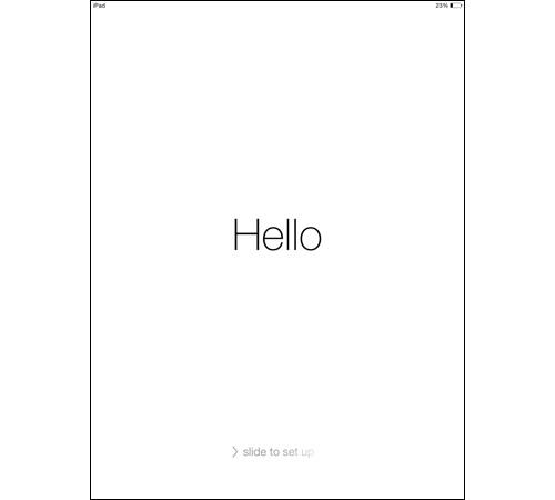 iPad hello screen