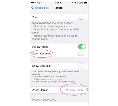 iPhone Zoom options
