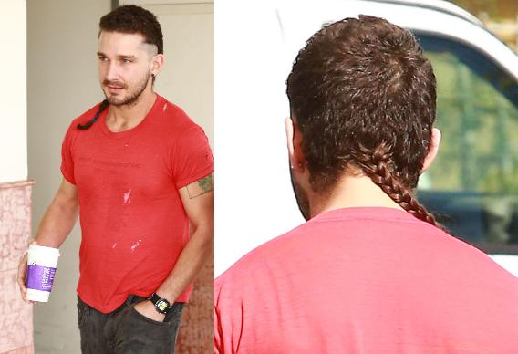 Shia LaBeouf shows off his new rattail in Los Angeles.