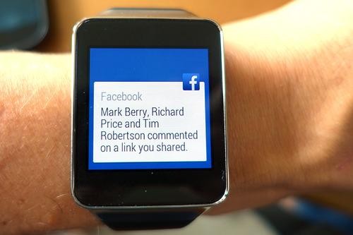 Watch showing a Facebook alert