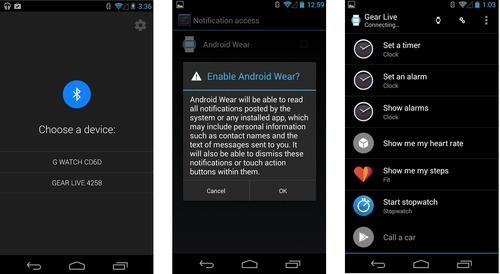 Setup screenshots for Android Wear watches