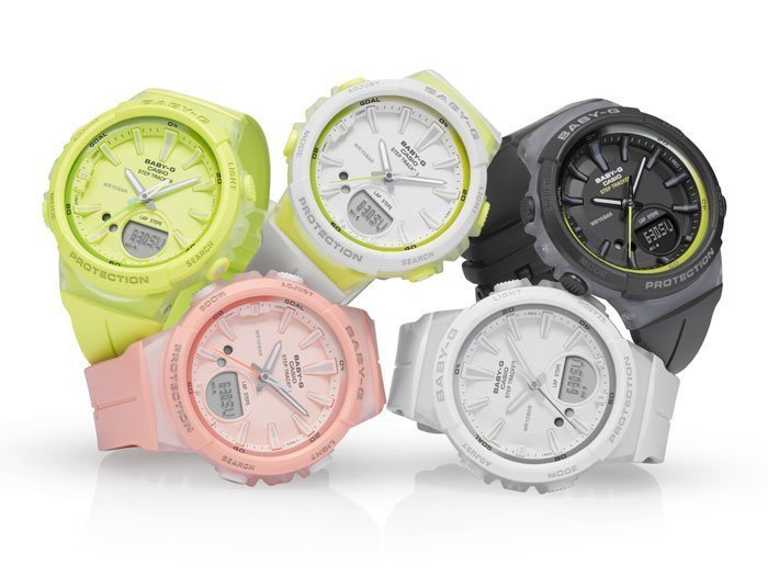 【CASIO BABY-G】BGA-230SC-4B 在錶盤上以跳色配置，特別放大了12點、3點及6點鐘刻度