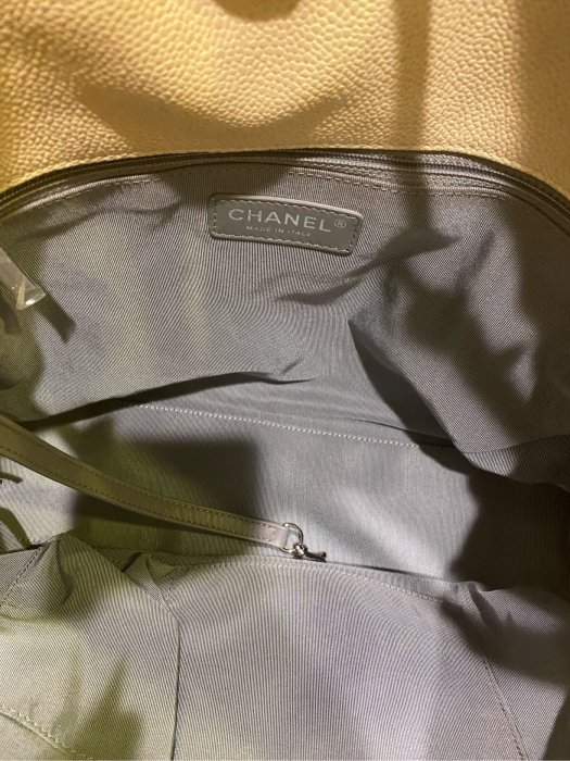 CHANEL 香奈兒 荔枝皮 米色皮穿鍊 楊丞琳包 肩背包 斜背包 手提包