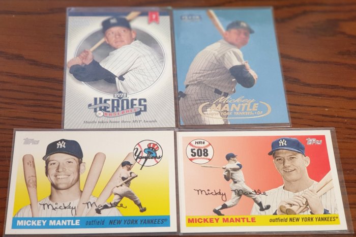 洋基隊 HOF 名人堂 傳奇全壘打王 曼托 Micky Mantle  Topps 老卡四張~~