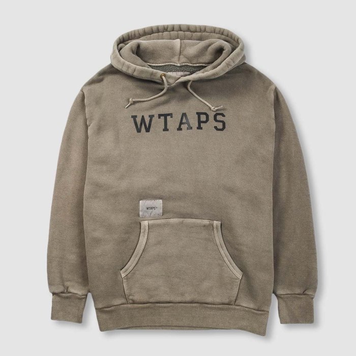 WTAPS 19AW College Design Hooded / Sweatshirt 帽T 水洗橄欖綠連帽外套S | Yahoo奇摩拍賣