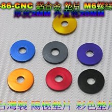 86部品 M6 彩色墊片 CNC墊片 螺絲墊片 陽極處理 高品質 精緻墊片 鋁合金墊片 2MM厚度 20MM直徑