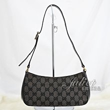 【茱麗葉精品】二手精品【8.9成新】GUCCI 雙G LOGO緹花布小肩包.黑#21 現貨