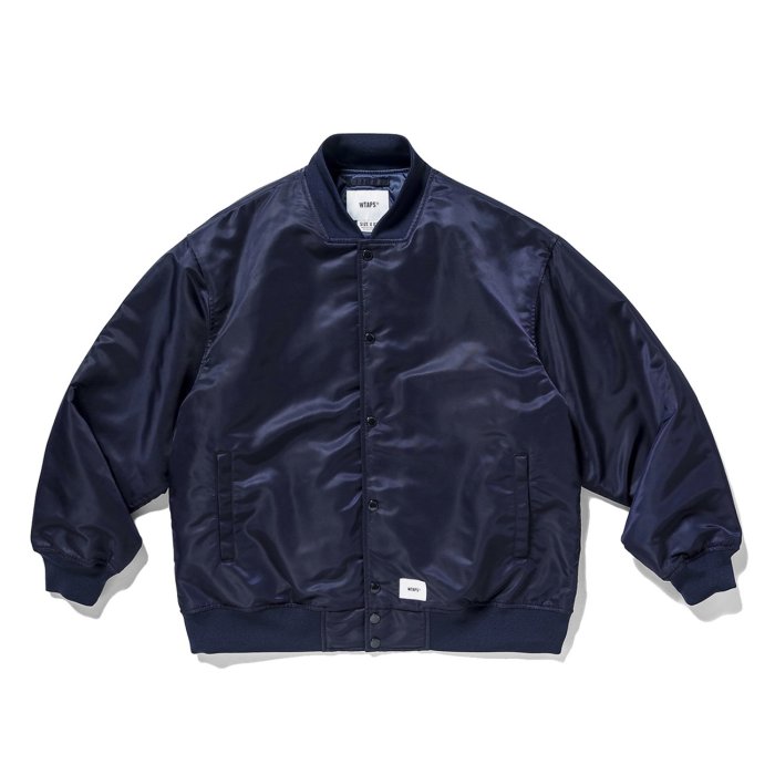 希望商店】WTAPS TEAM JACKET NYLON TWILL 21AW 刺繡骨頭棒球夾克【S