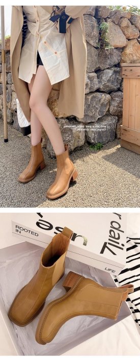 真皮短靴DANDT時尚牛皮方頭鬆緊雀兒喜短靴（22 SEP kat）同風格請在賣場搜尋-歐美女鞋