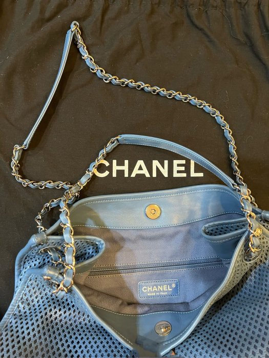 專櫃真品 Chanel tote Bag 純牛皮包 購物包 托特包 經典藍 沙灘包