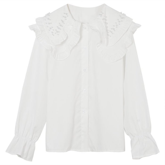 上衣女裝早春季2023新款設計感小眾白色長袖法式獨特別致襯衫內搭星港百貨