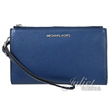 【茱麗葉精品】全新精品 MICHAEL KORS 專櫃商品 JET SET 荔紋手提式雙拉鍊長夾.藍 現貨