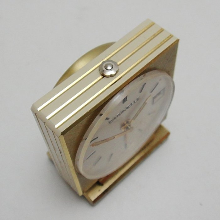 【timekeeper】  70年代瑞士製Caravelle方形七石機械鬧鐘(日期顯示)(盒裝品)-2(免運)