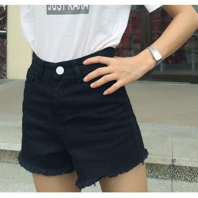 品名: 韓國東大門牛仔褲短褲(黑色) J-13829