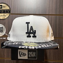 New Era x MLB LA Dodgers 59Fifty 美國大聯盟洛杉磯道奇白底黑帽眉印刷右側小國旗全封帽