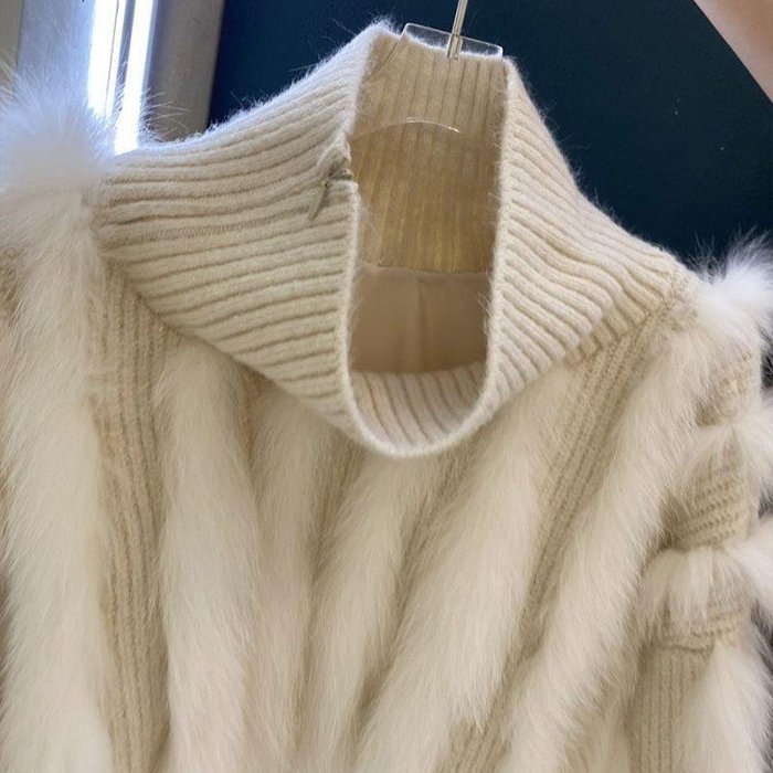 新品 2022年秋冬慵懶風寬松高腰加厚高領套頭針織毛衣女設計感小眾促銷
