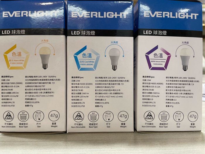DIY水電材料 億光LED-13W球泡燈/E27- LED燈泡/省電燈泡-無藍光危害