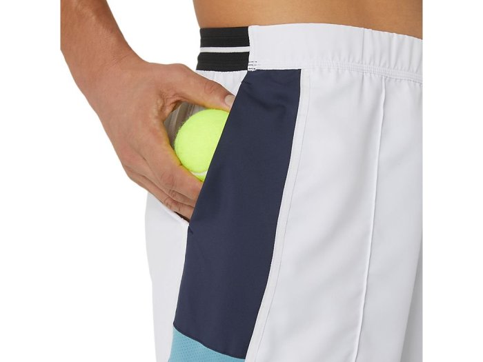 【曼森體育】ASICS 亞瑟士 平織短褲 男款 網球 短褲 白色 運動短褲