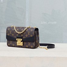 【茱麗葉精品】全新精品  LV M46126 MARCEAU 經典印花皮革拼接翻蓋斜背鍊包.黑邊