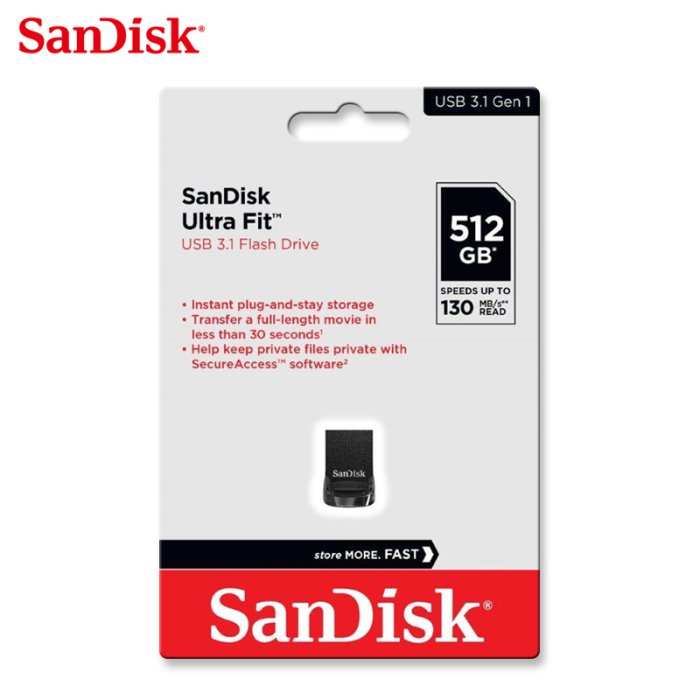 SanDisk Ultra Fit CZ430 512GB  USB3.1 高速 隨身碟 (SD-CZ430-512G)