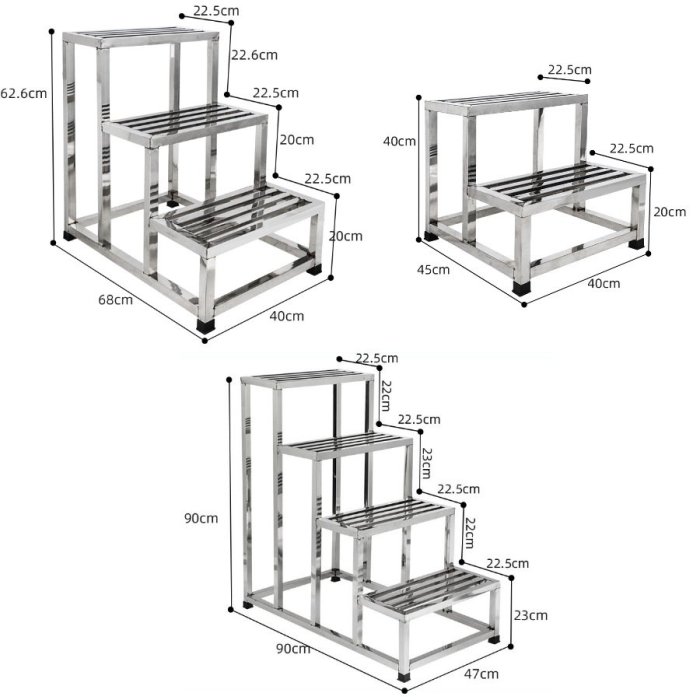 (三層梯) 全不鏽鋼階梯凳 多功能腳踏凳 小樓梯椅 洗車椅 助高梯 倉庫取貨用 廚房設備 庭園工作階梯