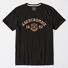 Maple麋鹿小舖 Abercrombie&Fitch ＊ AF 黑色電繡字母骷髏短T ＊ ( 現貨S號 )