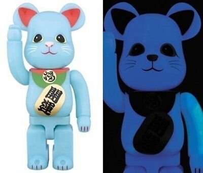 BE@RBRICK 三十三代Bearbrick 33代ANIMAL 開運招福招財貓100% 夜光青 