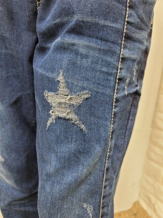 正韓korea韓國製Tony星星假刷破側車線彈性丹寧牛仔褲765現貨 小齊韓衣