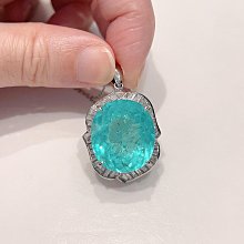 99282 大千典精品 秦老闆 流當品 天然帕拉依巴碧璽項鍊 主石23.34克拉 母親節 禮物 宴會配件 豔藍霓虹藍 鉑金檯 GRS證