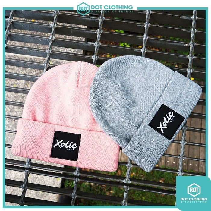 DOT聚點 XOTIC BOX LOGO BEANIE 基本款 方形 貼布 毛帽 針織帽 保暖 4色 粉色 紅 灰 黑